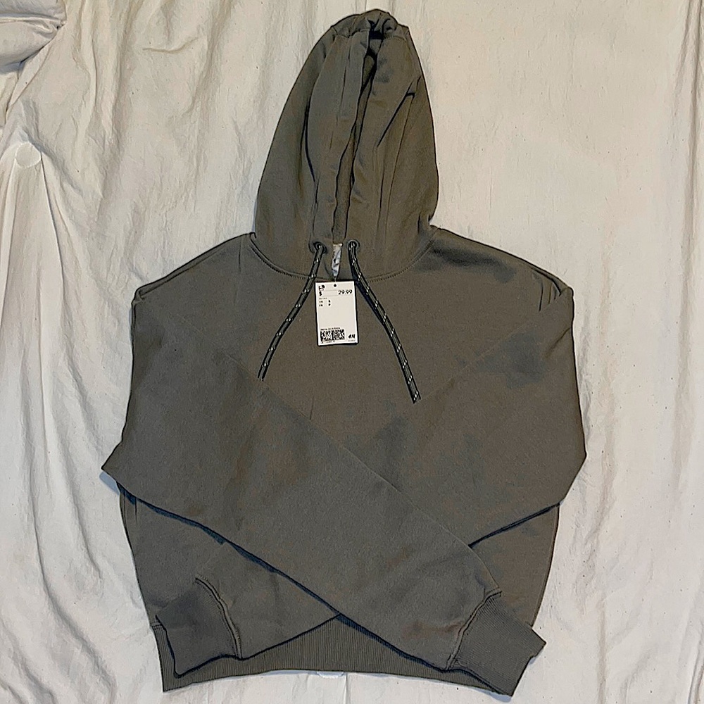 Brand New! H&M olive green crop top hoodie
